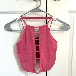 Forever 21 Open Chest Cross Back Tank Top Pink